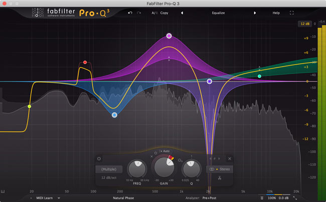 Ääniplugin, joka on nimeltään 'Fabfilter Pro-Q 3'